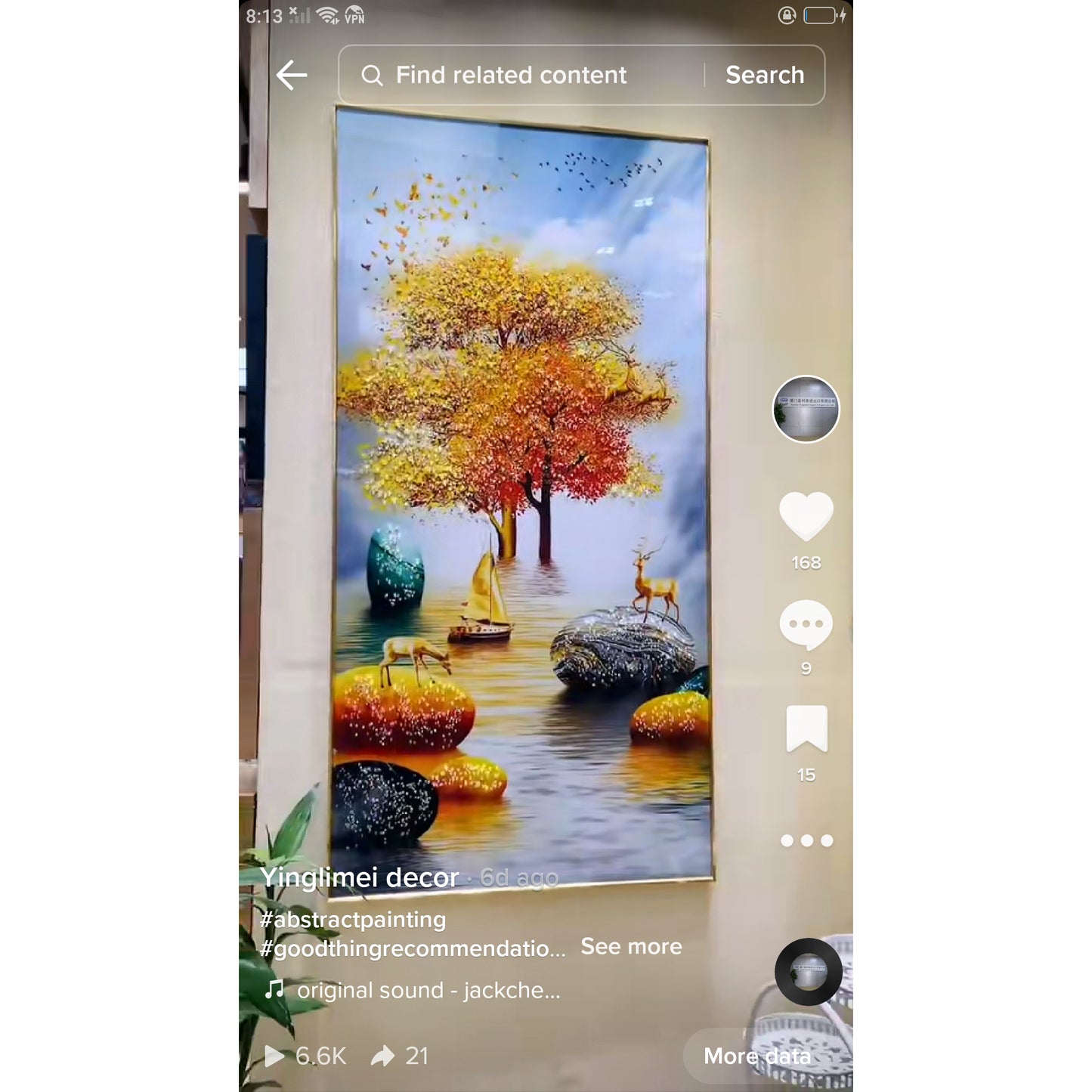 Golden Deer&Tree Abstract decorative painting popular one