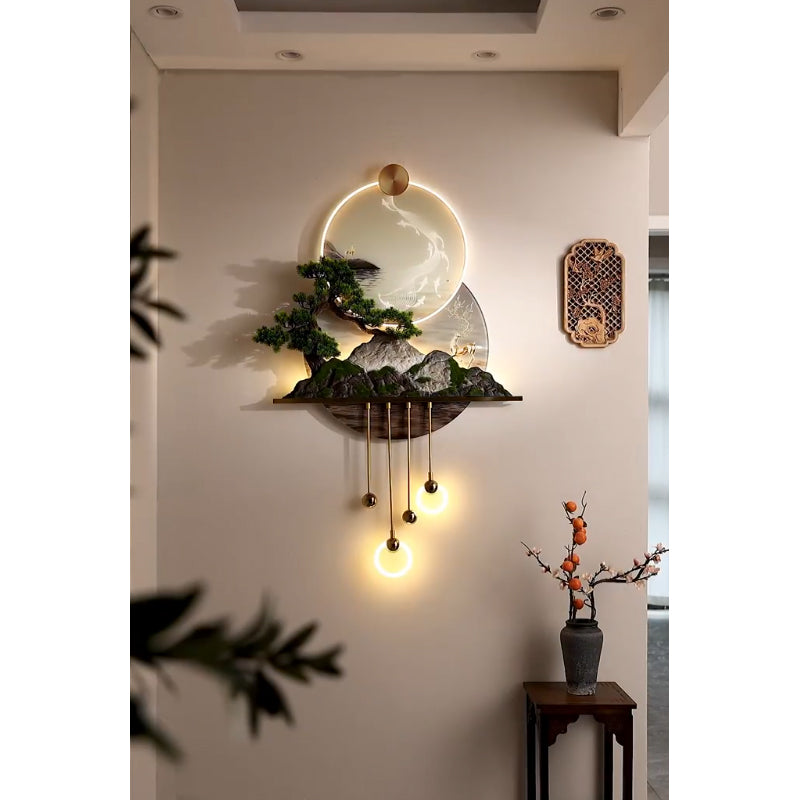 Abstract scene lamp 3d fish decoration wall art hanging LED