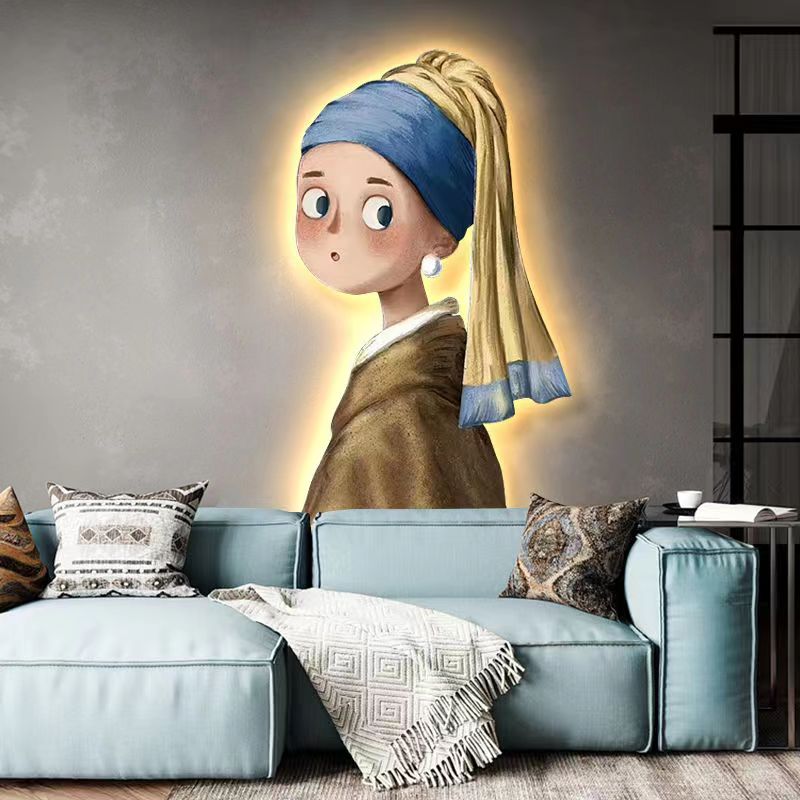 Pearl Girl decoration wall art hanging lamp LED