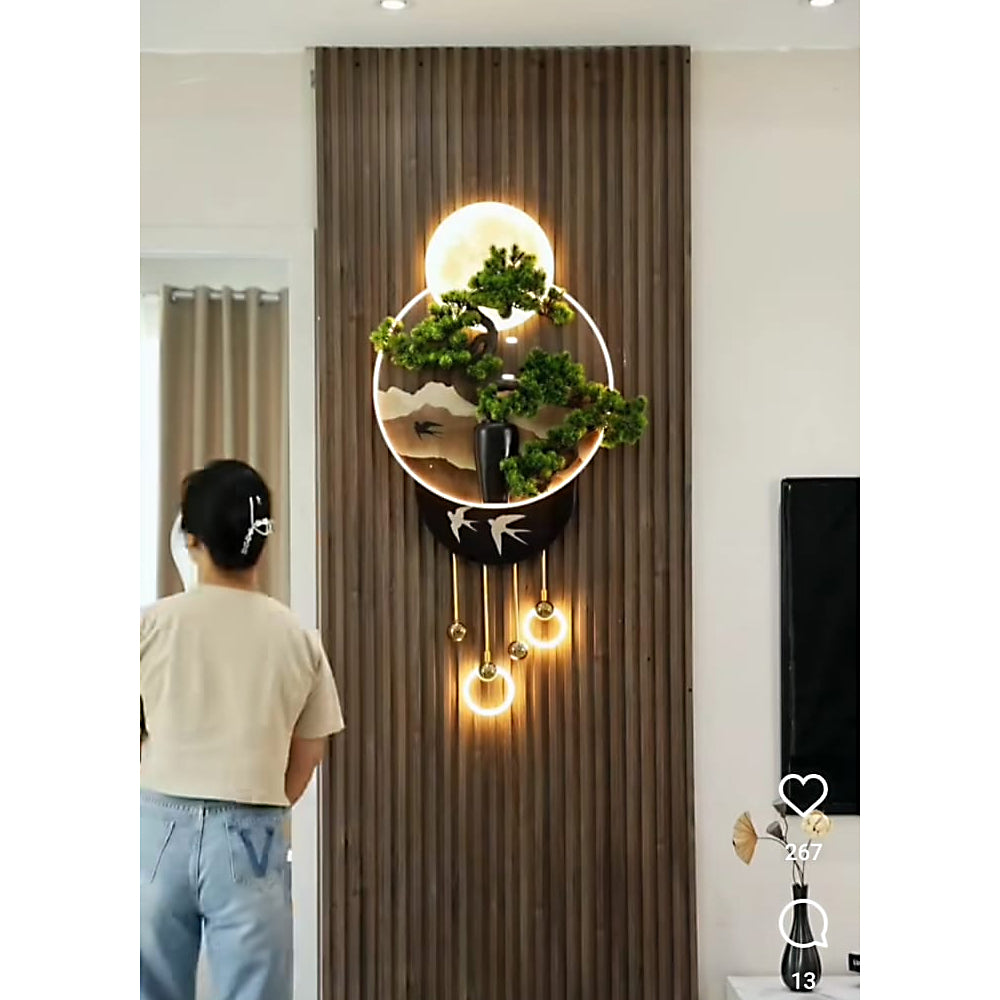 Abstract scene tree lamp 3d decoration wall art hanging LED