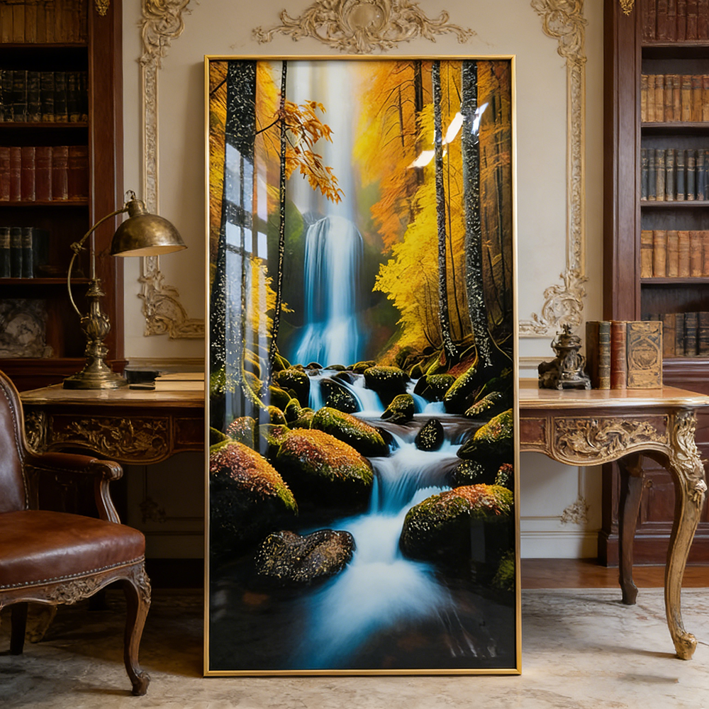Simulated Forest Creek landscape Crystal Porcelain Painting Wall Decorative