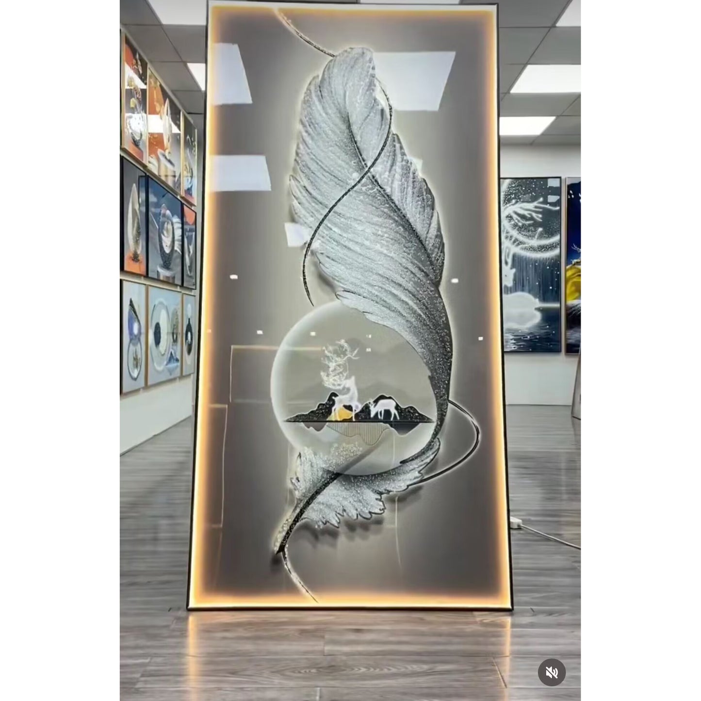 Exquisite deer Crystal Porcelain Wall Painting art.
