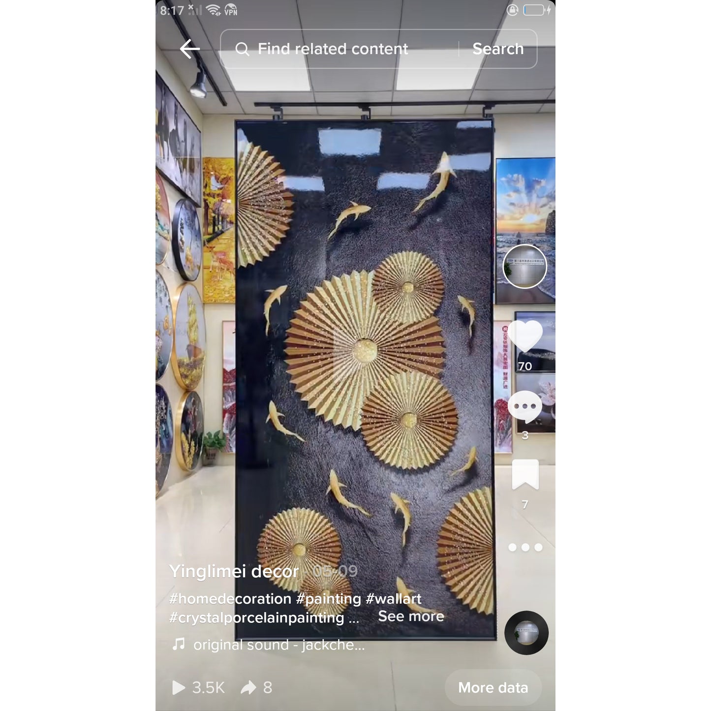 The Wishing nine Fish Crystal Porcelain Wall Decorative Painting