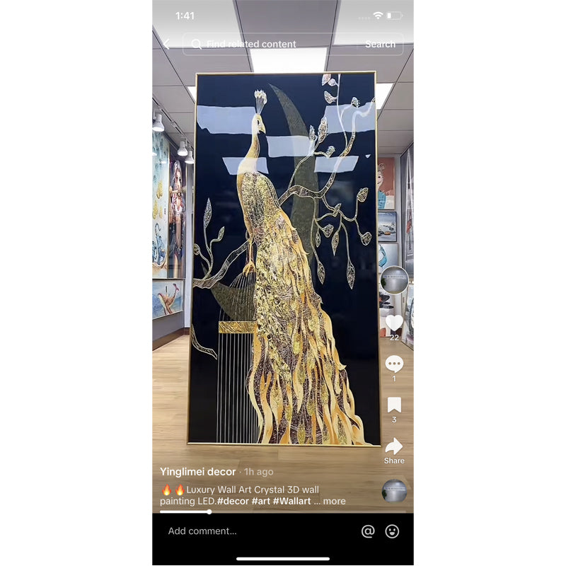 Abstract peacock 3d decoration wallhanging art painting