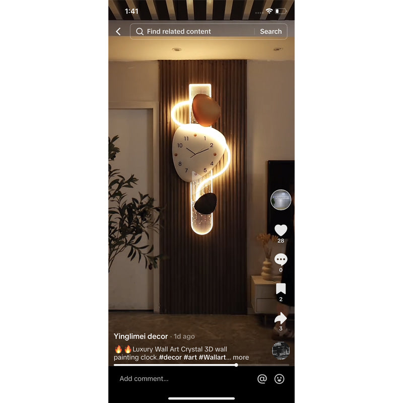 Pebble clock creative design decoration wall painting clock LED