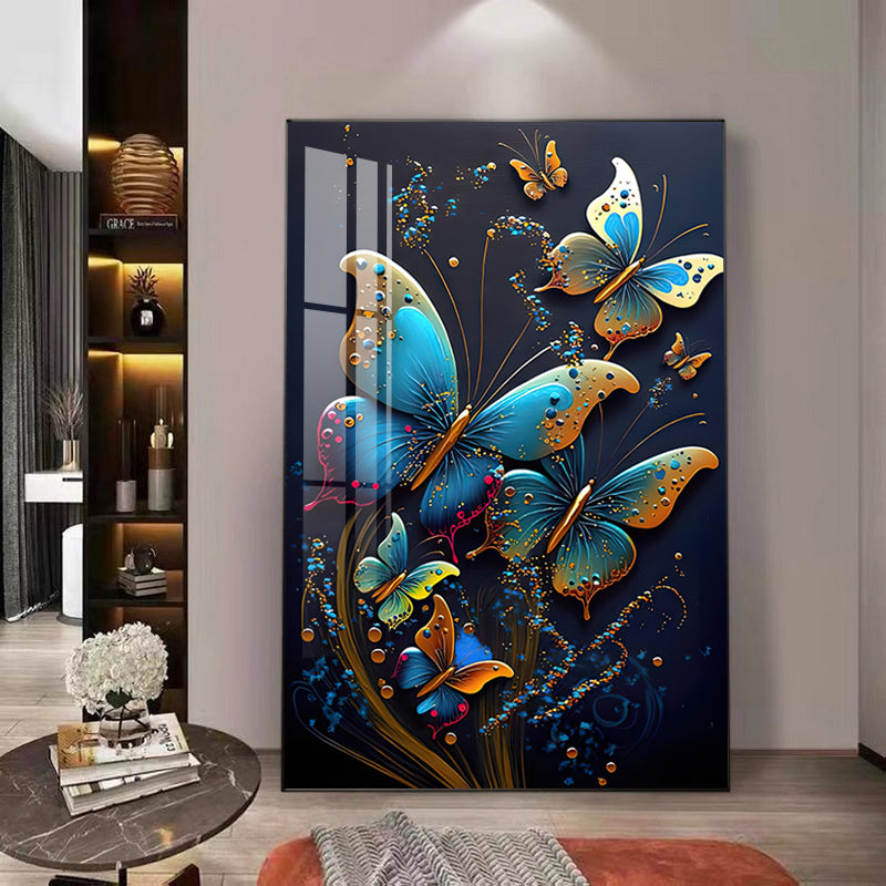 Luxurious Butterfly Crystal Porcelain Painting Wall Decorative LED Painting