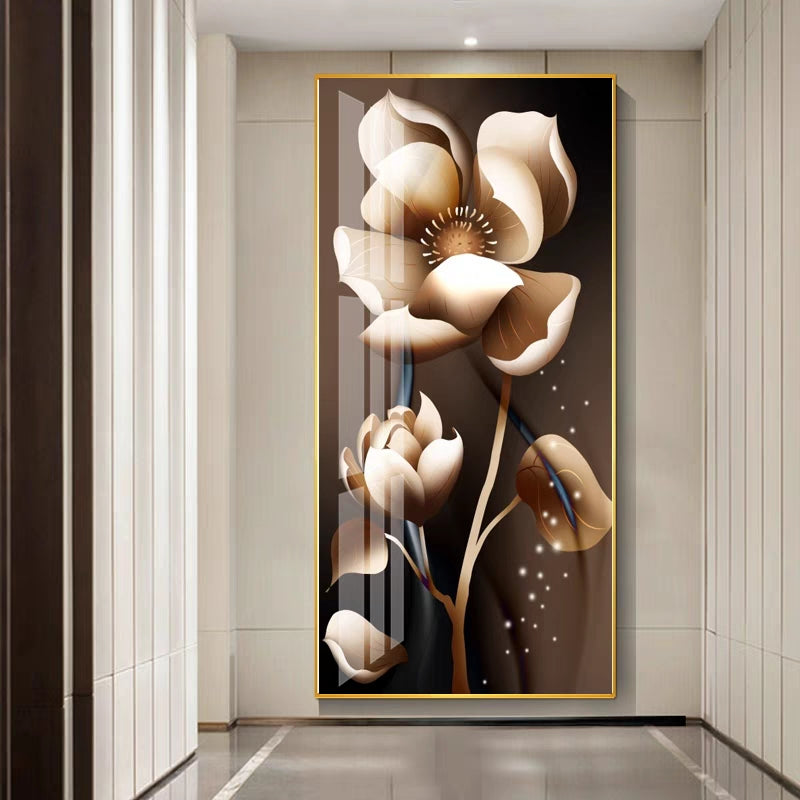 Modern Feather crystal porcelain painting wallart Decorative art LED