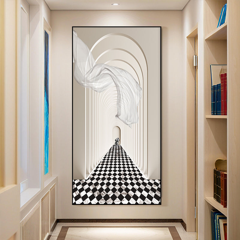 Modern abstract architectural 3D space decoration beautiful crystal porcelain painting