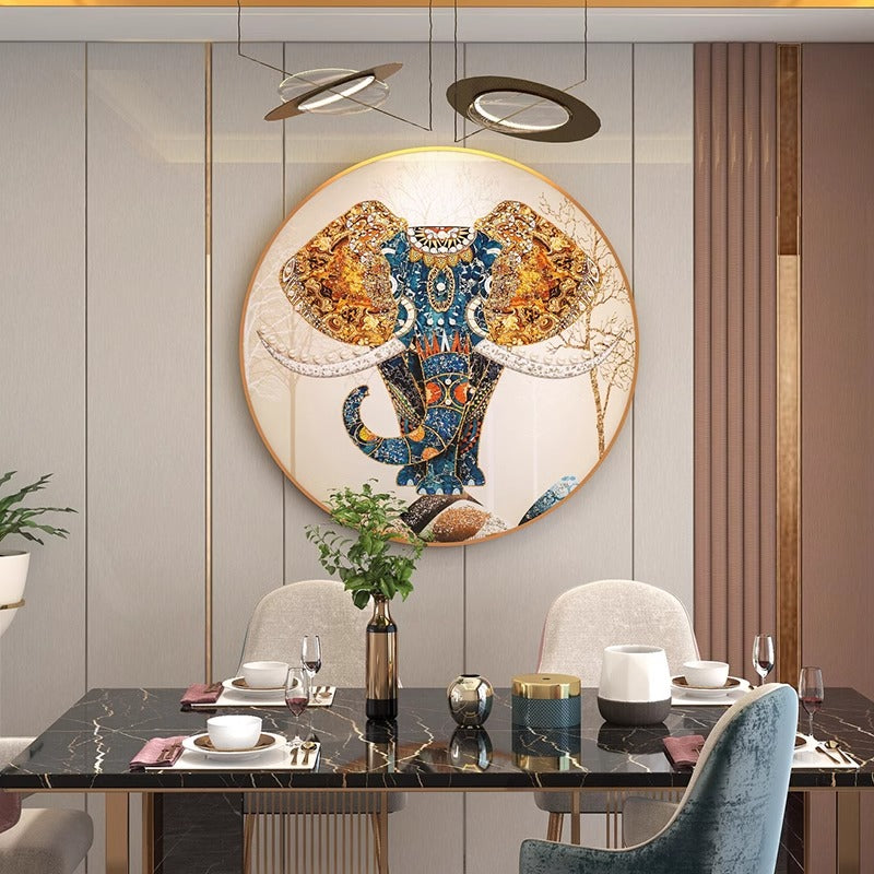 High-end The animals crystal porcelain painting round apricot decorative painting