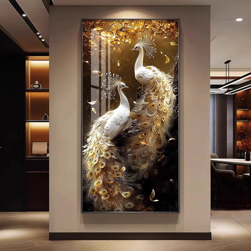 Abstract Home Decoration Parrot Landscape Crystal Porcelain Painting wallart LED