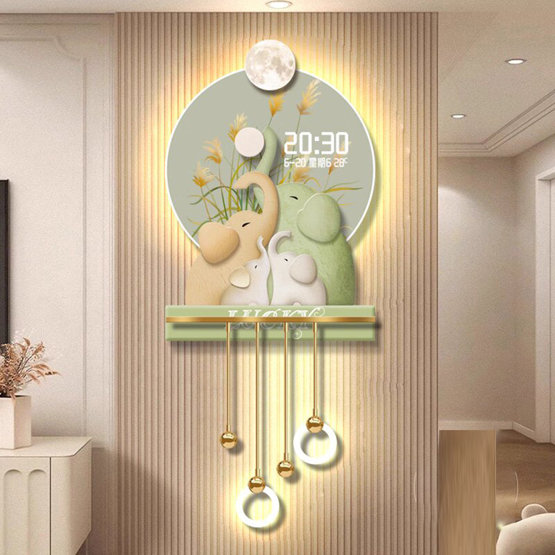 Abstract scene 3D Elephant mother and elephant baby decorative murals hanging LED