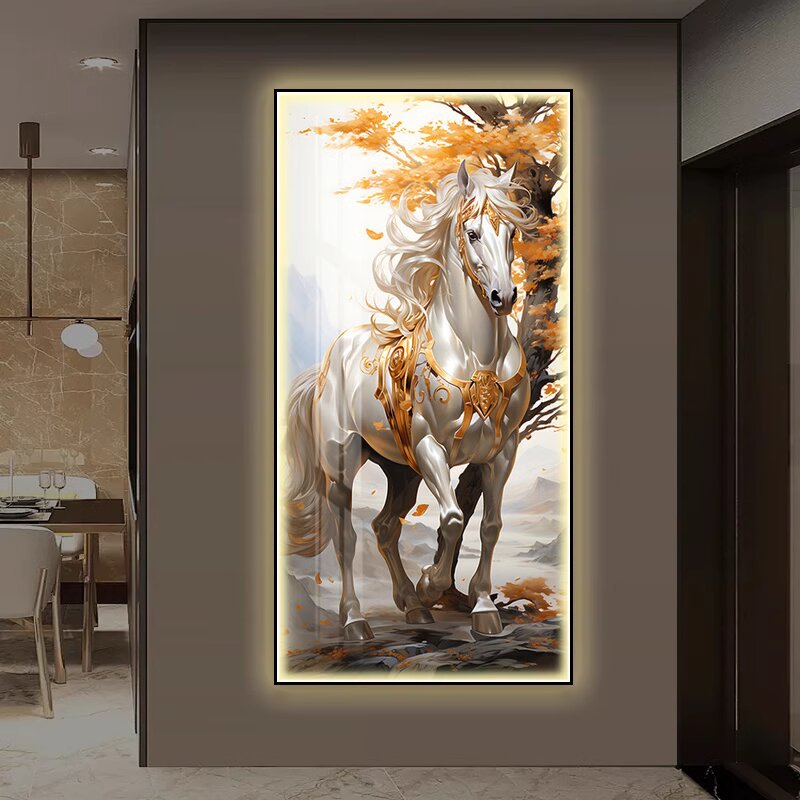Abstract horse 3D decorative murals hanging LED Crystal Porcelain Painting