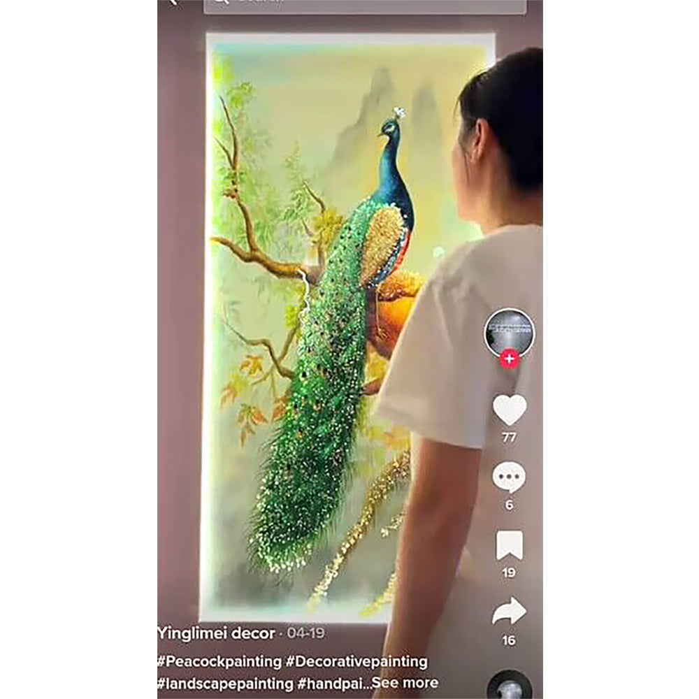 Auspicious Peacock Crystal Porcelain Wall paintingart painting