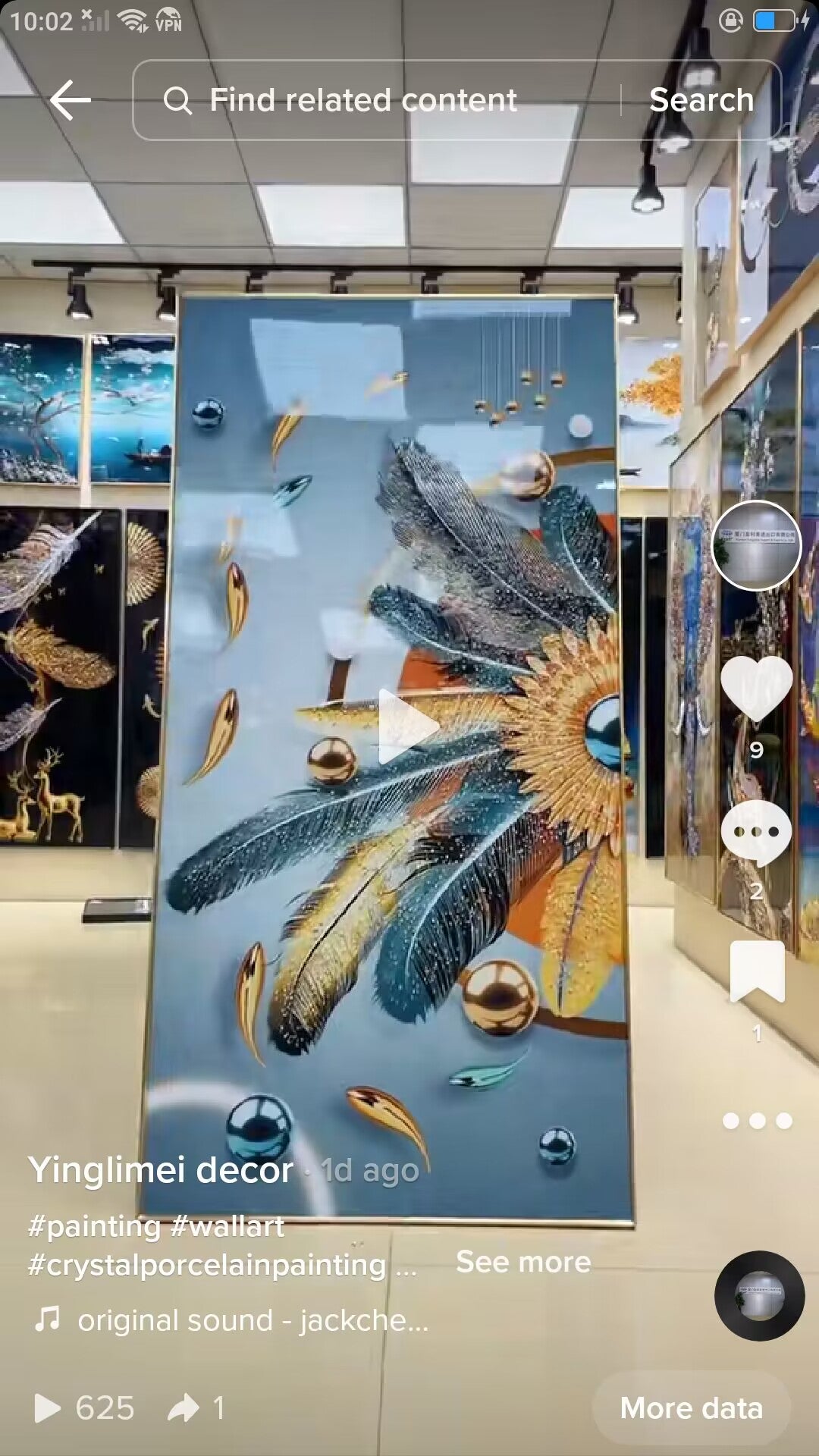 Auspicious deer Crystal Porcelain Wall Painting LED