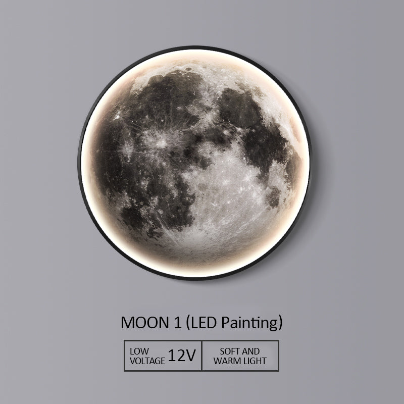Exquisite The Moon Art Circular decoration wall hanging lamp LED