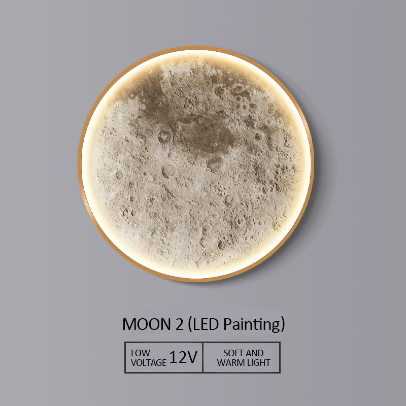 Exquisite The Moon Art Circular decoration wall hanging lamp LED