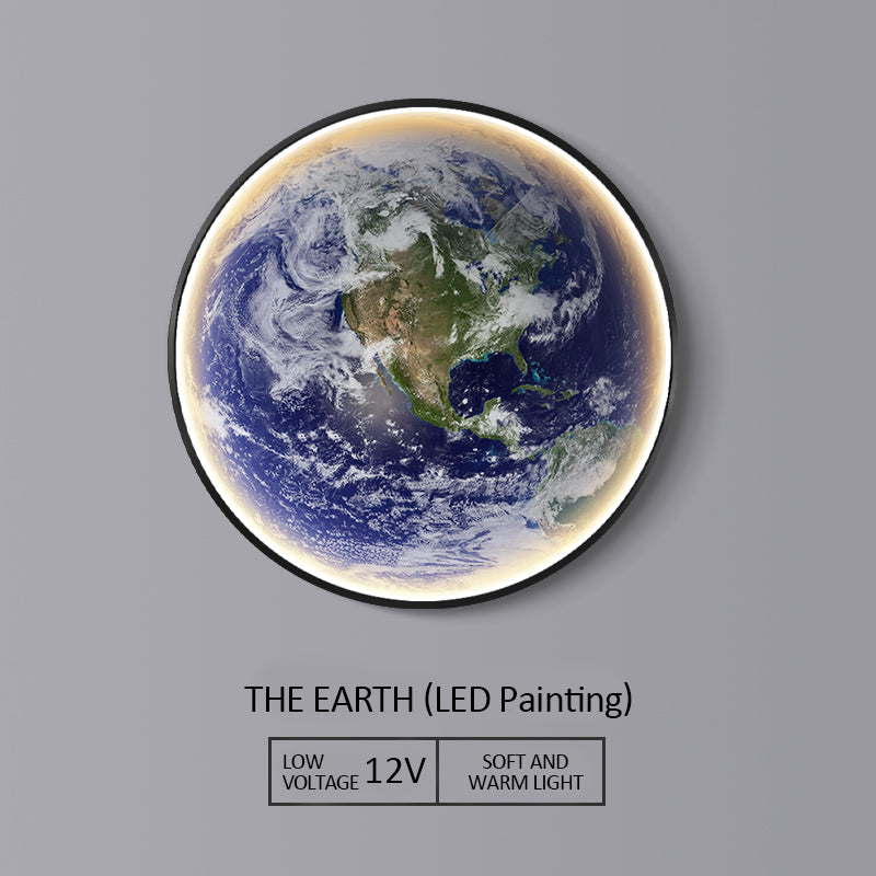 Exquisite The Moon Art Circular decoration wall hanging lamp LED