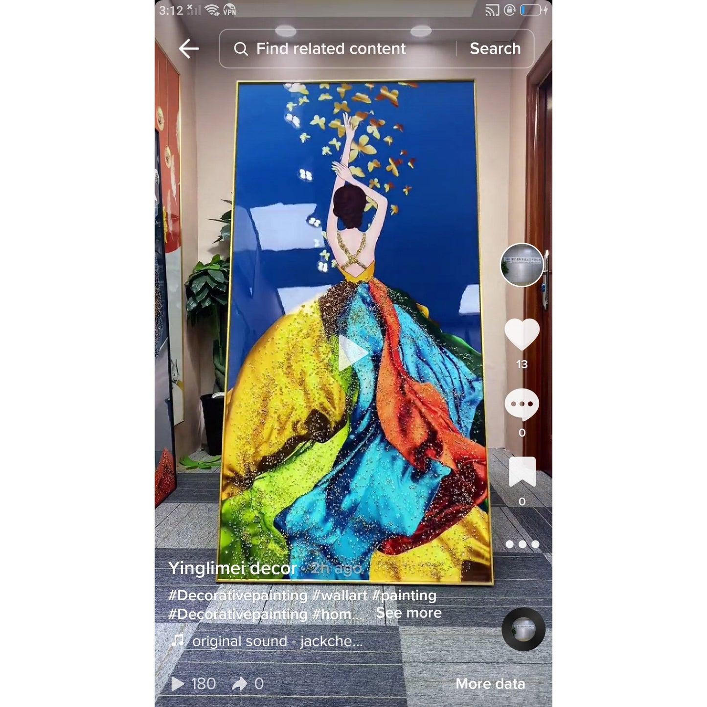 Fashion Girl's hat Crystal Porcelain Wall Decorative Painting lamp