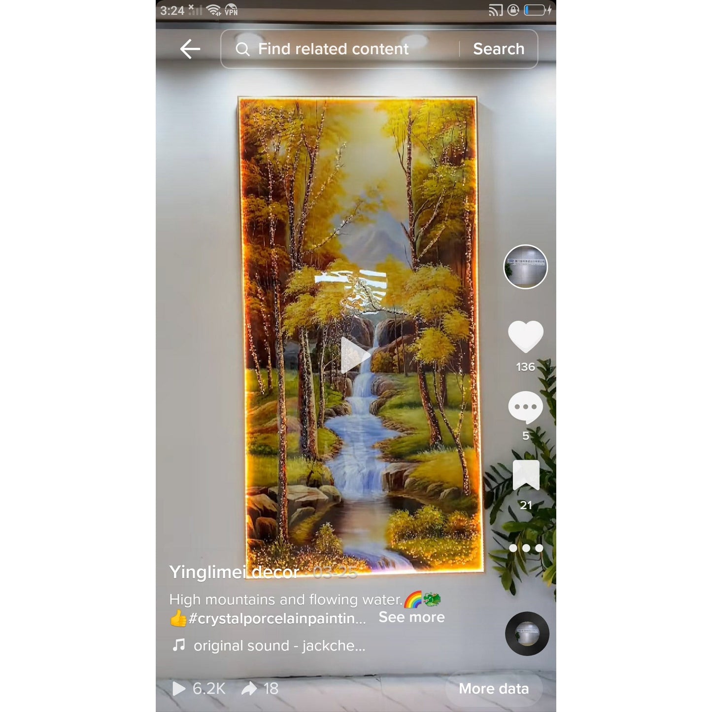 The sea Exquisite Landscape Crystal Porcelain Decorative Painting