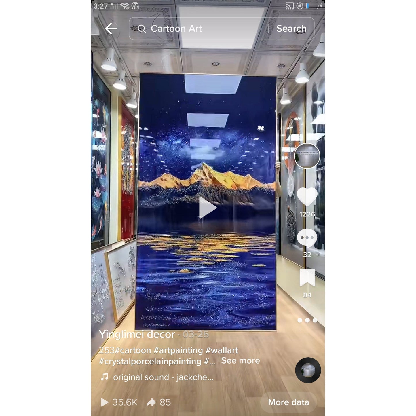 The sea Exquisite Landscape Crystal Porcelain Decorative Painting