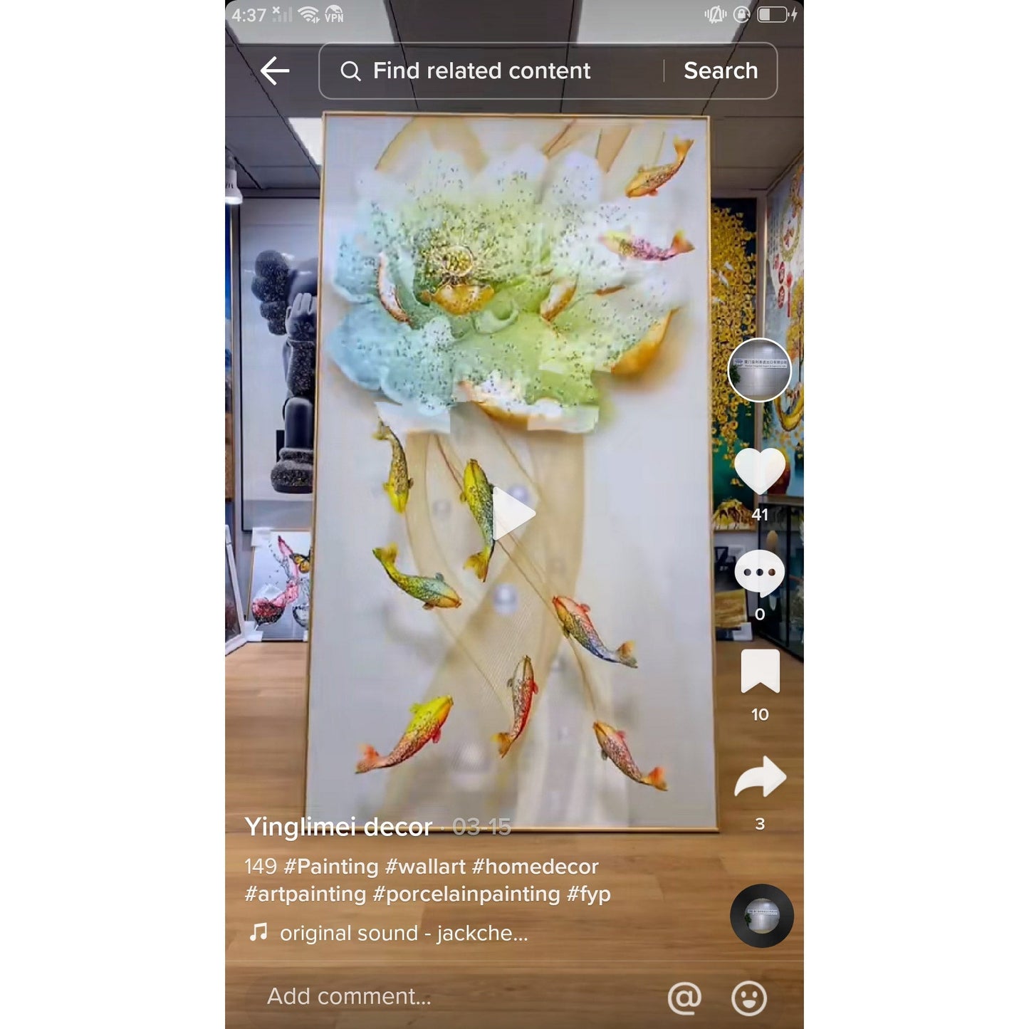 The Wishing nine Fish Crystal Porcelain Wall Decorative Painting pop art