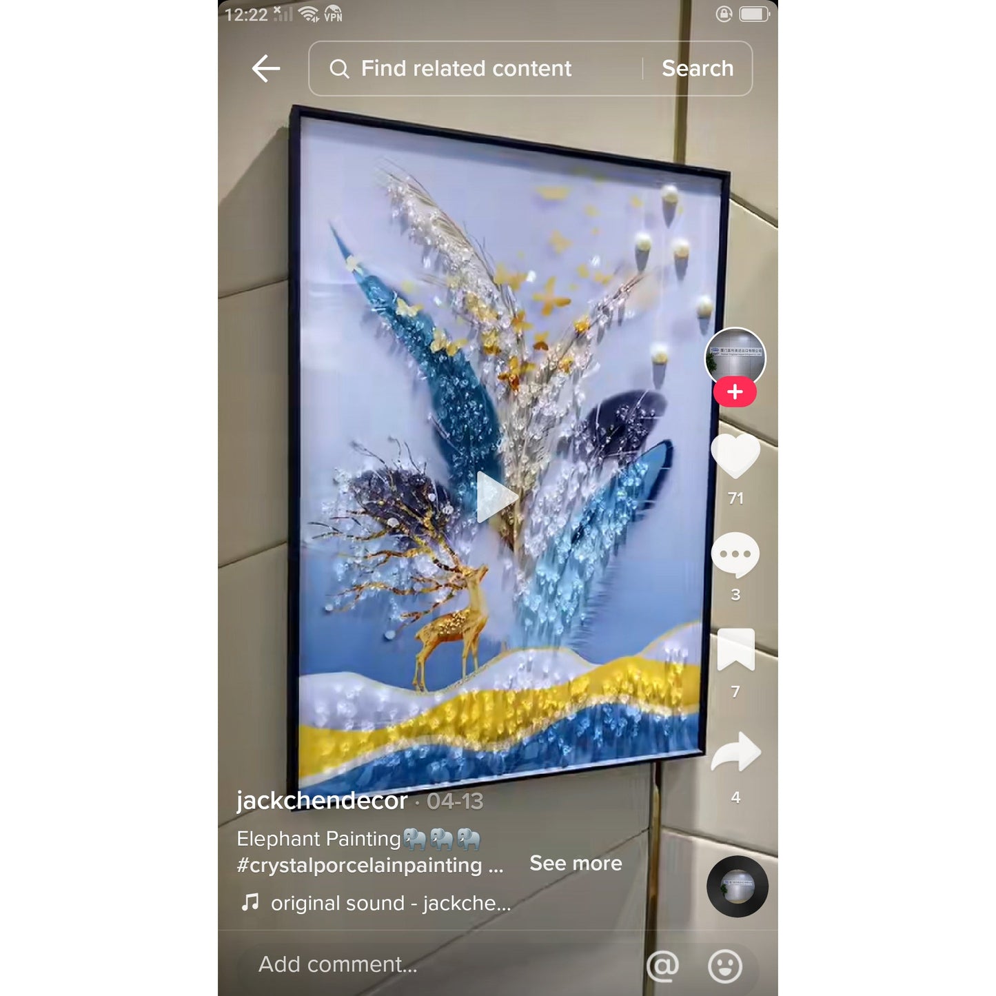 Realistic still life Crystal Porcelain feather Wall Painting wallart