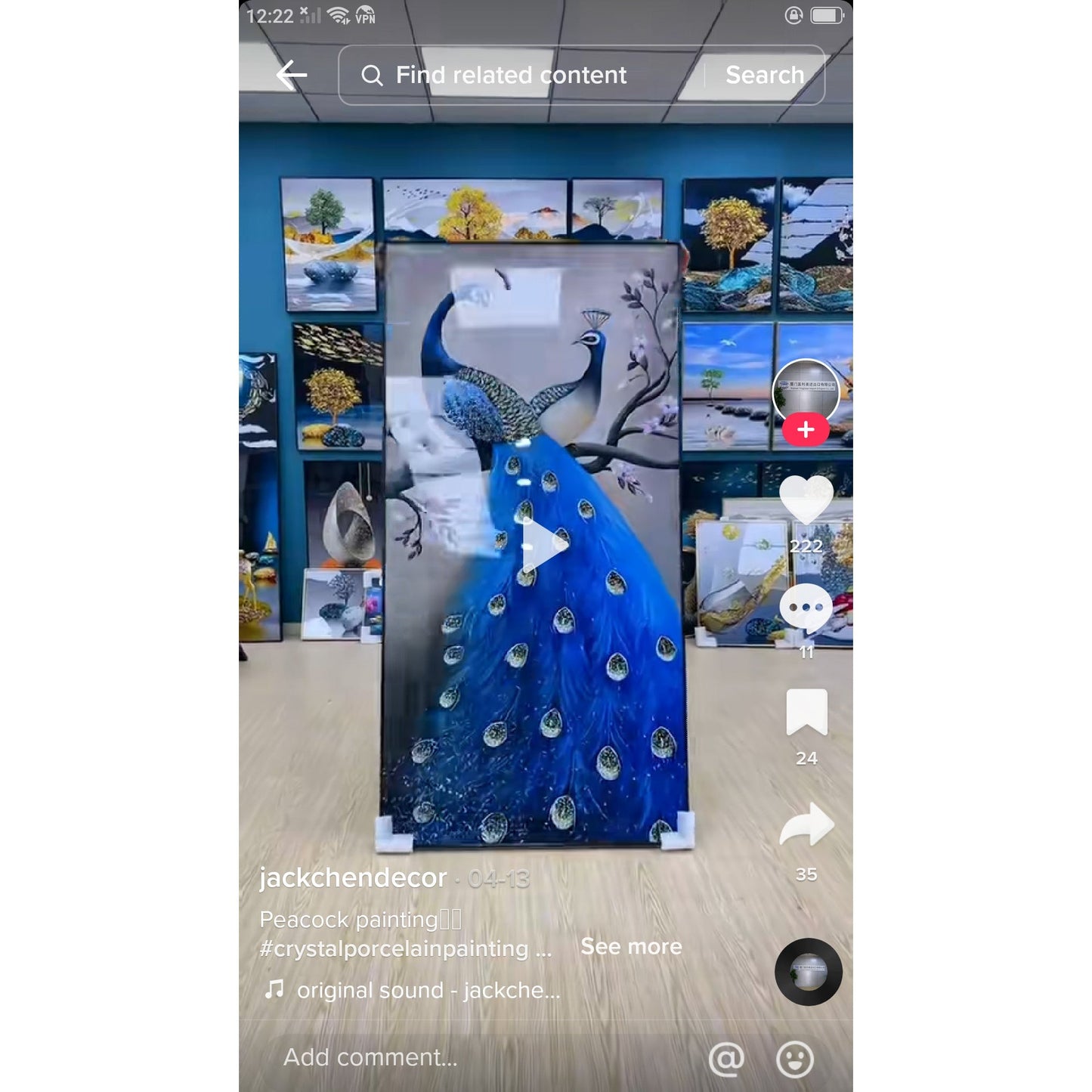 Auspicious Peacock Crystal Porcelain Wall paintingart painting
