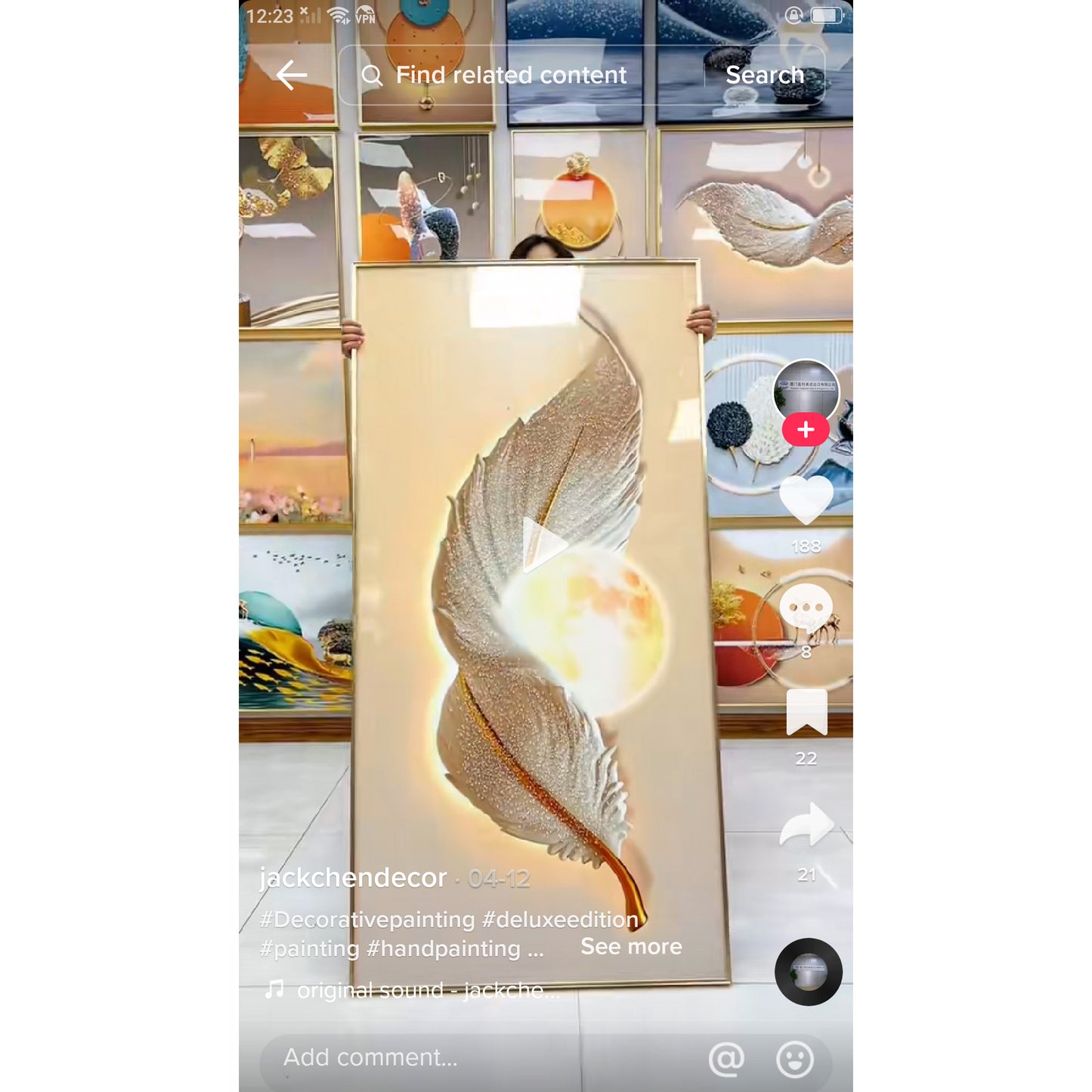 Abstract graphics Crystal Porcelain feather Wall art