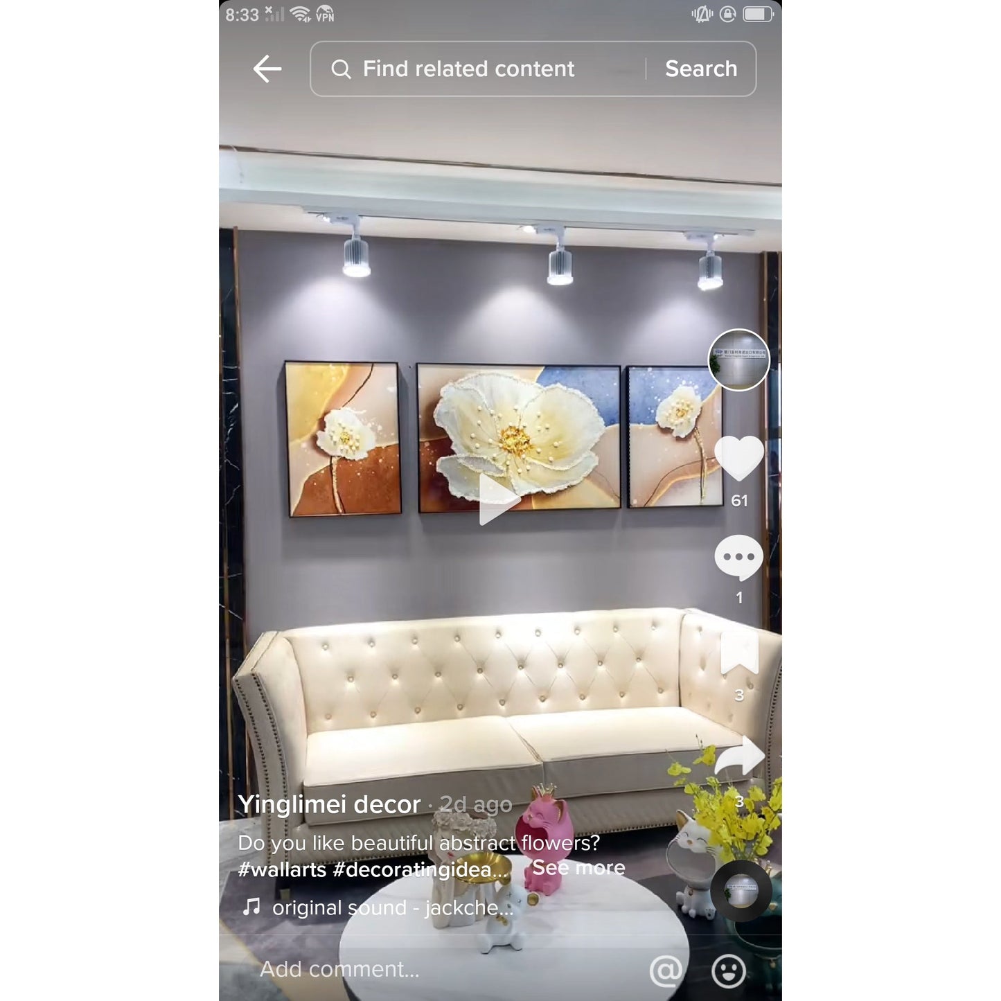 3 in1 Fashion Nordic Crystal Porcelain wall painting ART