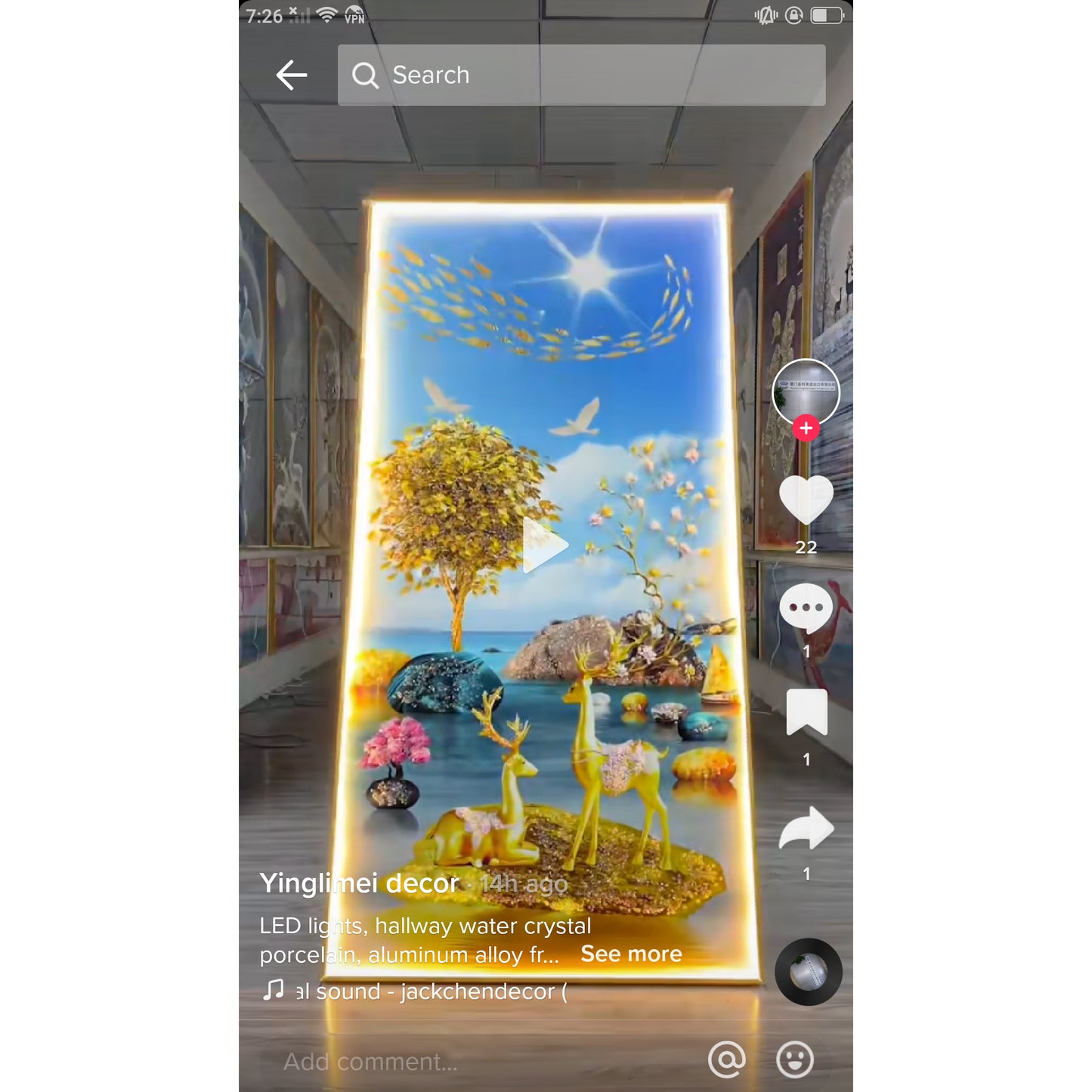 Golden Deer&Tree morden Abstract decorative painting
