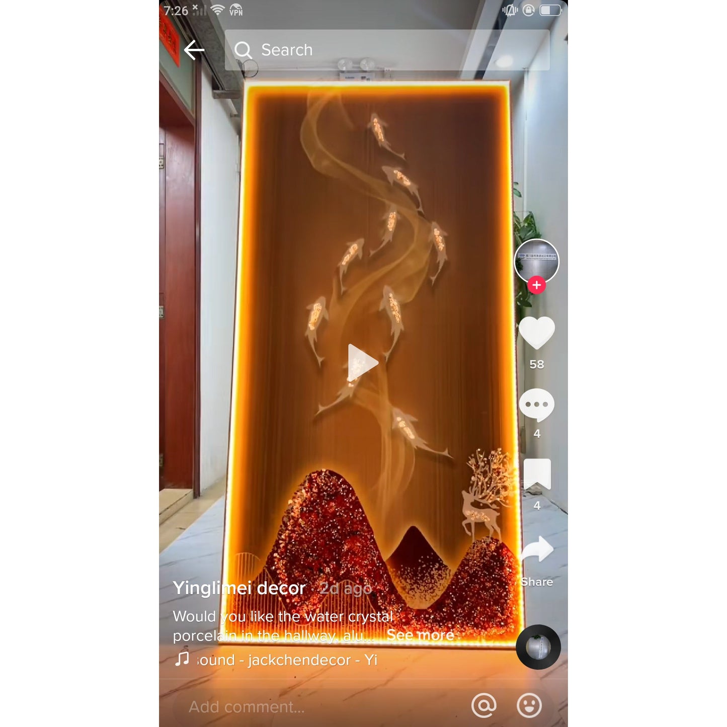 Lucky Fish Crystal Porcelain beautiful Painting Decorative Paintingart modern one