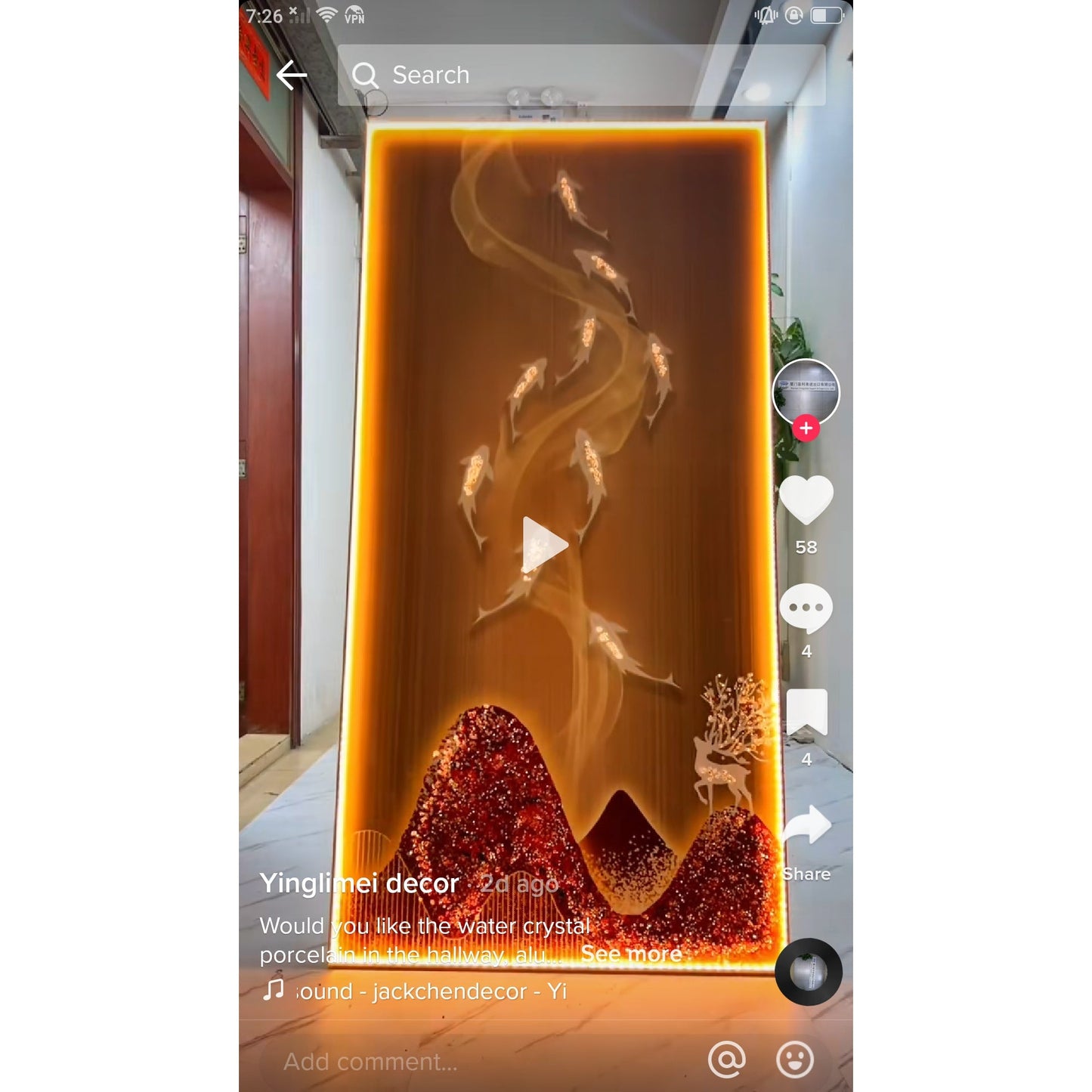 Lucky Fish Crystal Porcelain beautiful Painting Decorative Paintingart modern two
