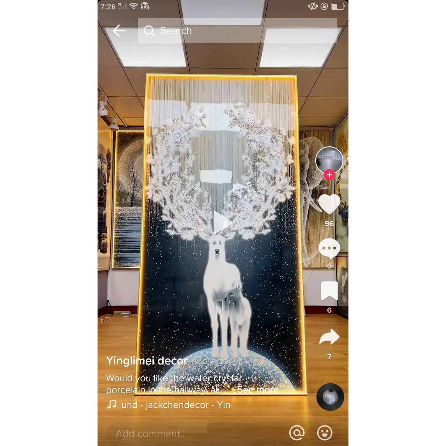 Livingroom Abstract Deer & horse Crystal Porcelain wall painting mordant art