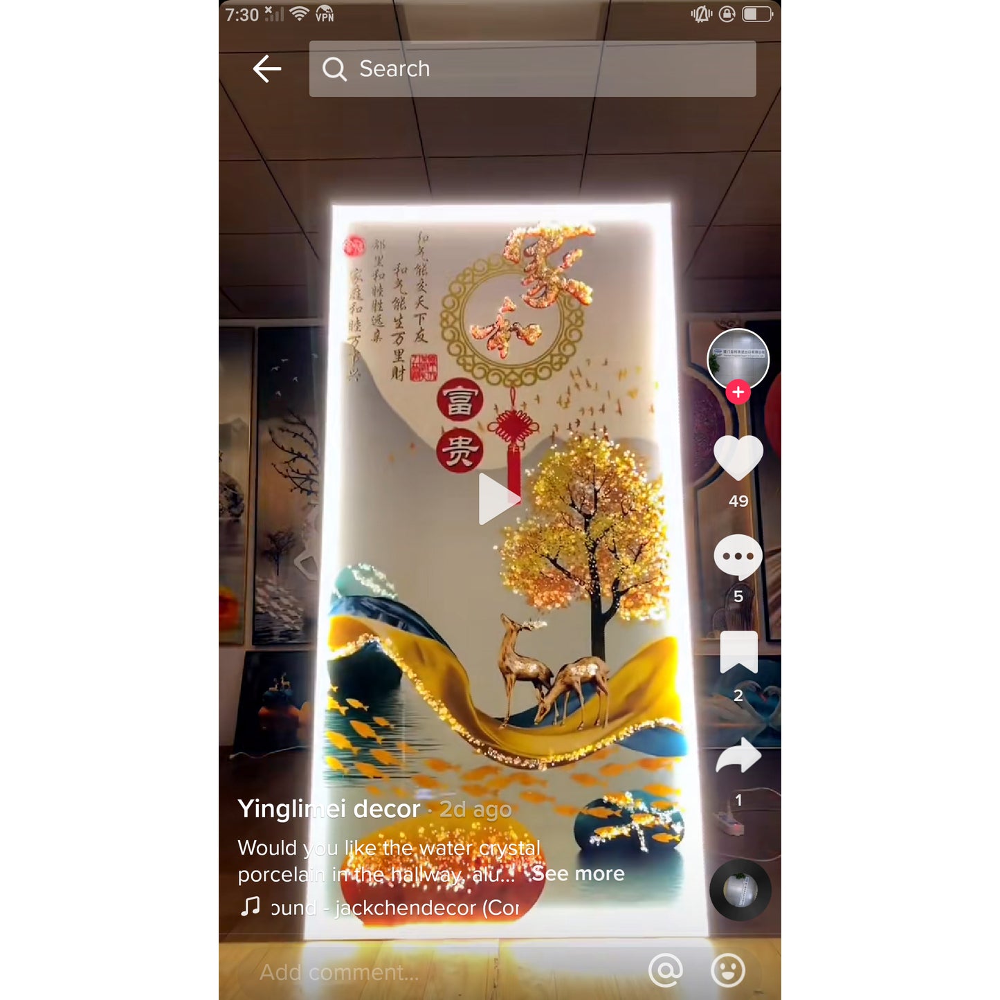 Golden Deer&Tree morden Abstract decorative painting