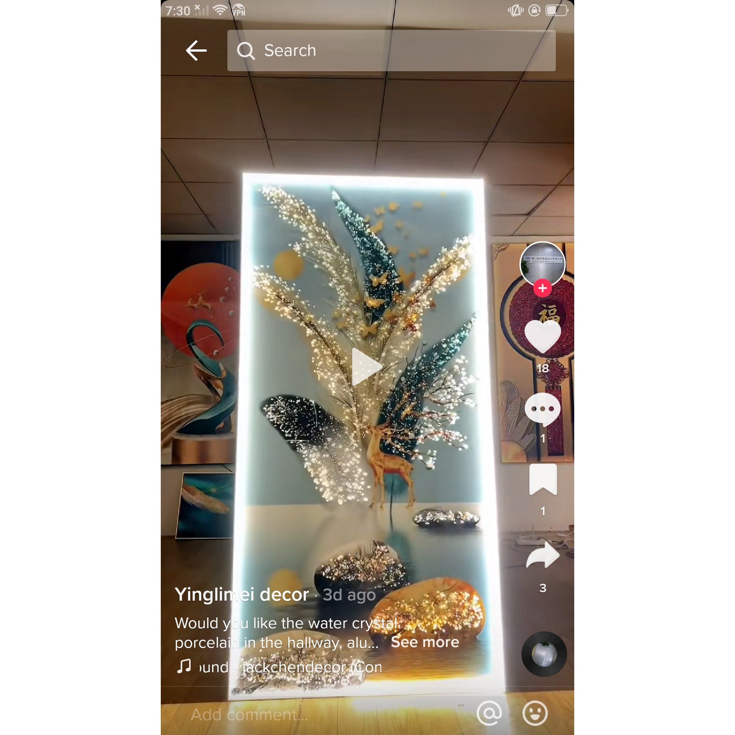 Livingroom Abstract Deer Crystal Porcelain wall painting