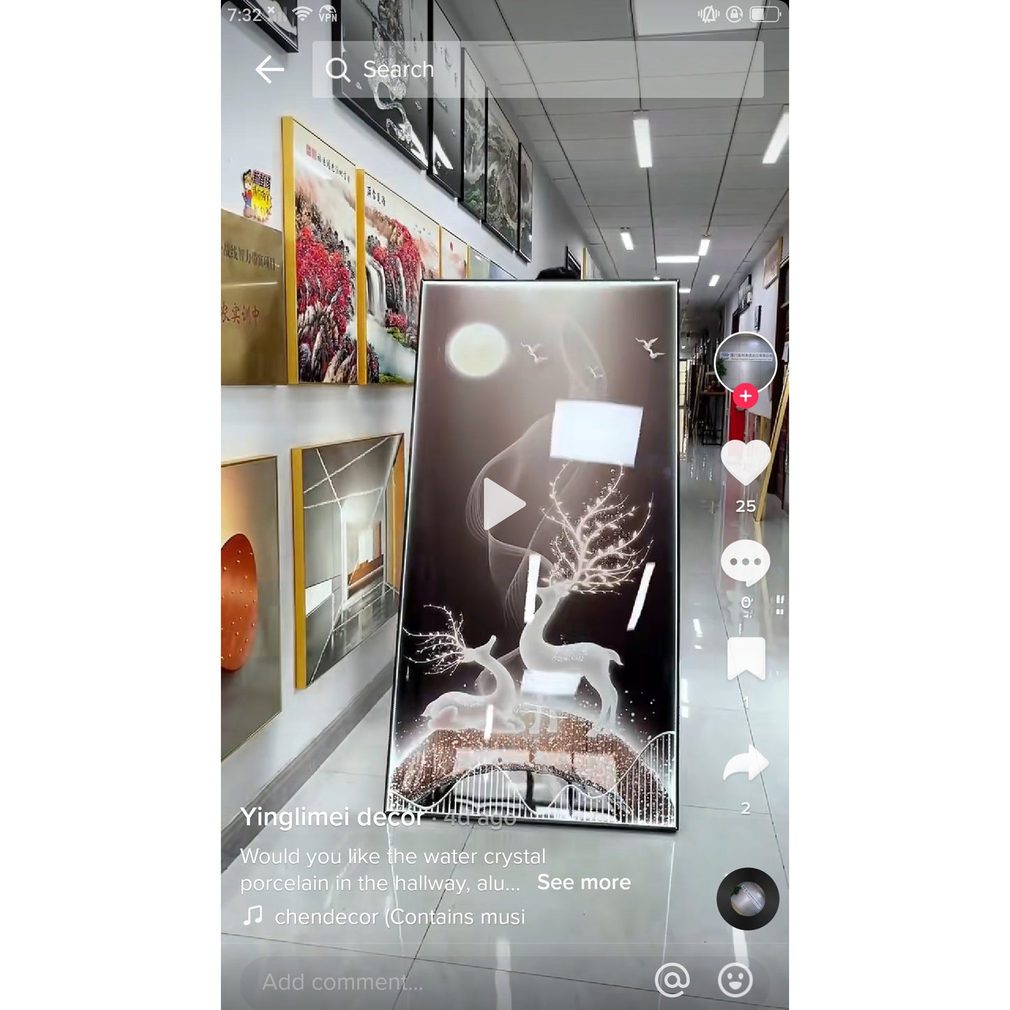 Livingroom Abstract flash Deer Crystal Porcelain wall painting