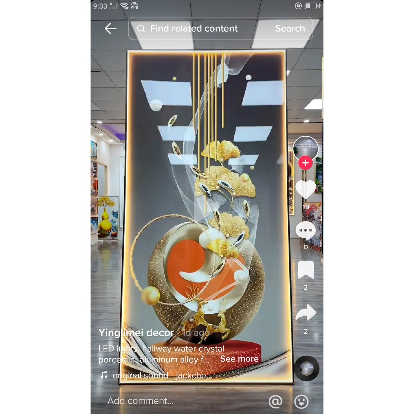 Abstract Graphical Golden Deers Crystal Porcelain decorative painting