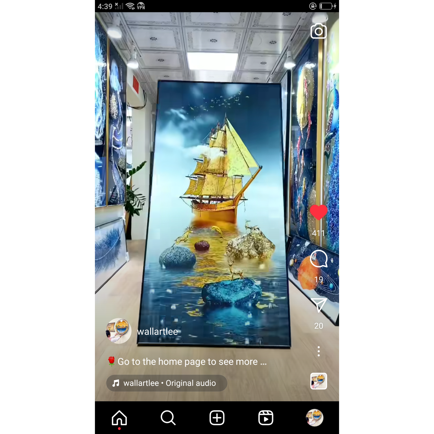 Golden Sailboat living room Crystal Porcelain wall Decorative Painting