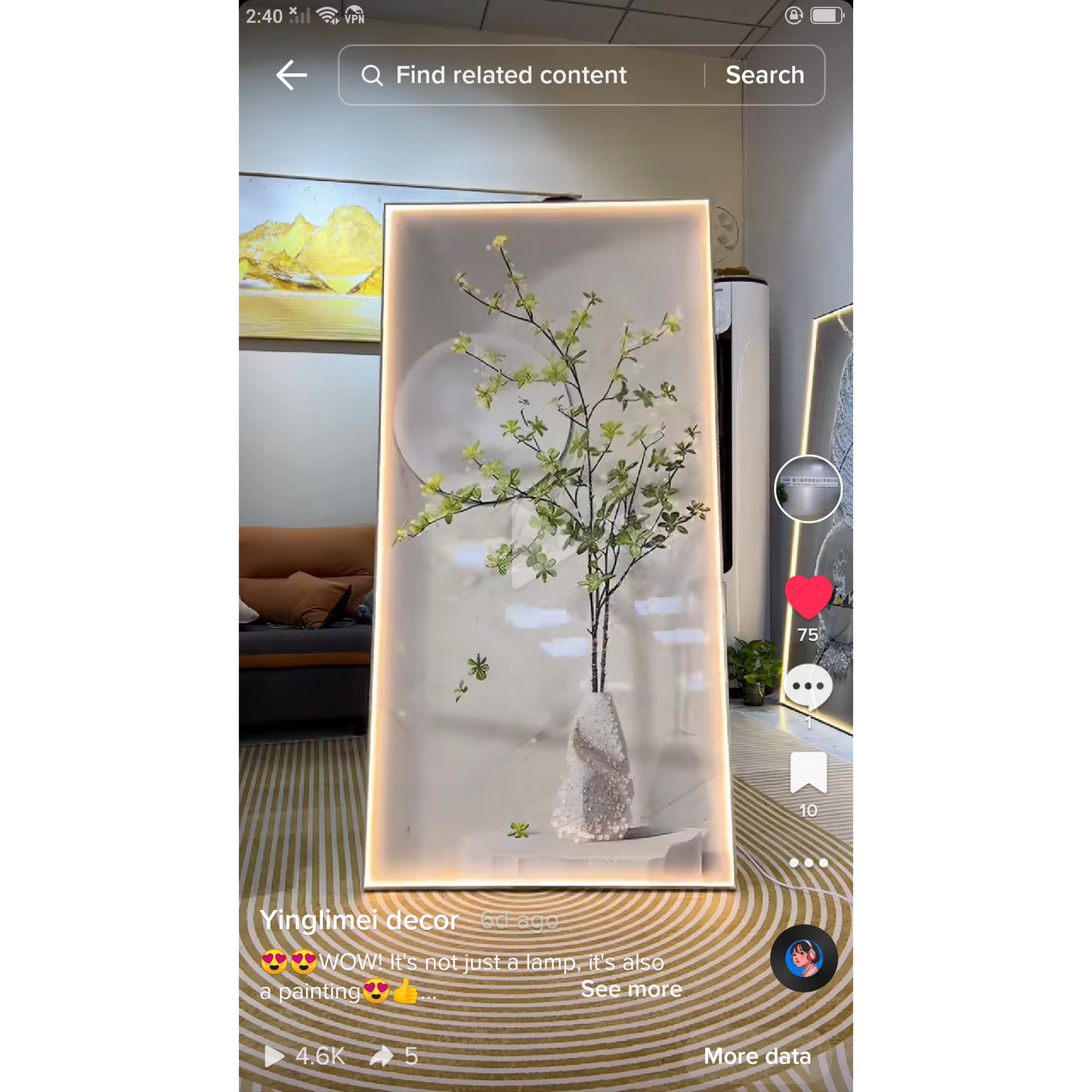 Fresh green plants Tree Abstract decorative painting popular LED