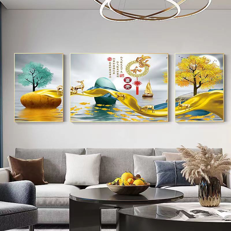 3 in1 Nordic art Abstract graphics Crystal Porcelain wall painting