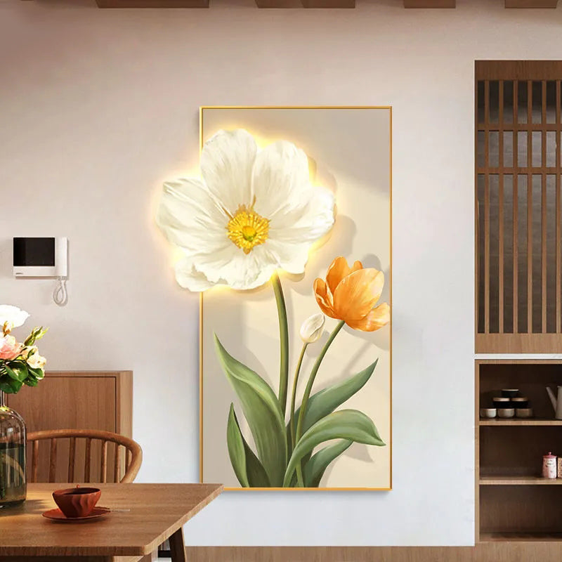 Flowers decoration wall art hanging lamp LED