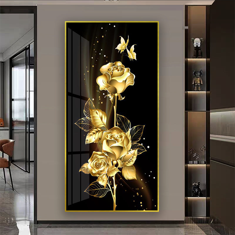 Crystal porcelain painting decoration wall Painting Decorative golden flowers