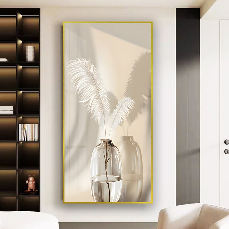 Crystal porcelain painting decoration wall Painting Decorative white feathers