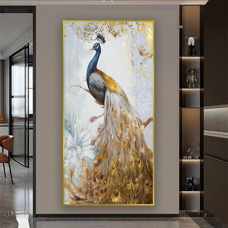 Crystal porcelain painting decoration wall Painting Decorative gold peacock