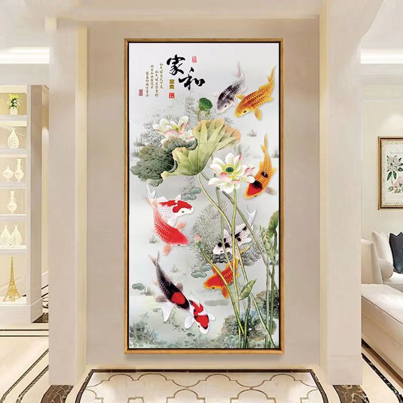 Auspicious fish school Crystal Porcelain Wall Painting