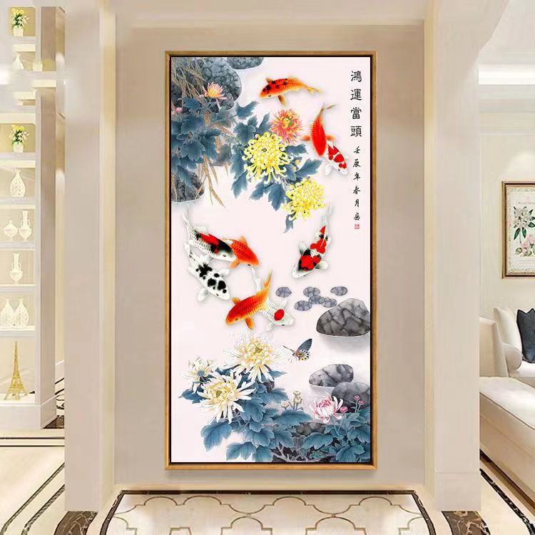 Auspicious fish school Crystal Porcelain Wall Painting