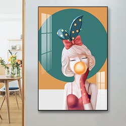 Bubble gum girl Crystal Porcelain Wall Decorative Painting