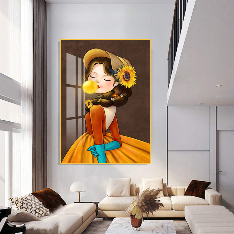 Bubble gum girl Crystal Porcelain Wall Decorative Painting