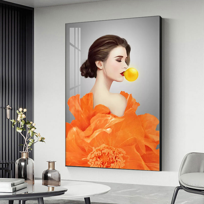 Bubble gum girl Crystal Porcelain Wall Decorative Painting