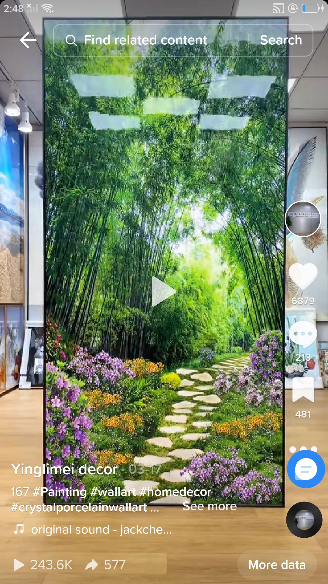 New Chinese Style Bamboo Forest Crystal Porcelain Painting